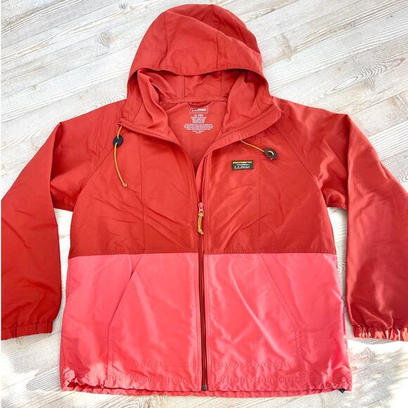 LL Bean‎ Women's Mountain Classic Colorblock Windbreaker | Coral XL Petite - Picture 1 of 9